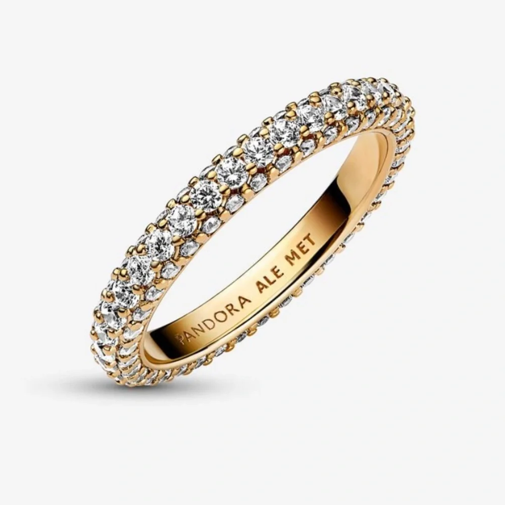 💛🔹️Pandora 🔹️Timeless Pavé Single-row Ring 14k gold plating Size 6 - Picture 3 of 6